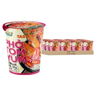KING PHO 王麵河粉 酸辣蝦湯風味 61g, 24入