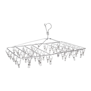 E.City 不鏽鋼防風扣長形曬衣架52夾, 銀