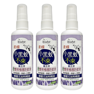 Roudye 柔蝶 雙效植護防蚊液 檸檬尤加利精油 無添加DEET, 100ml, 3瓶