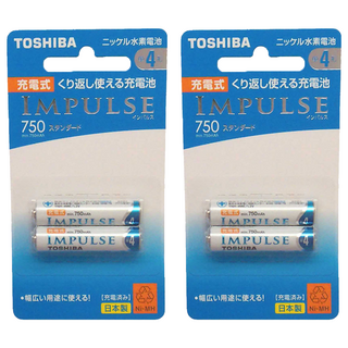 TOSHIBA 東芝 4號低自放電鎳氫充電電池 高容量 TNH-4ME 2P, 2個, 2組