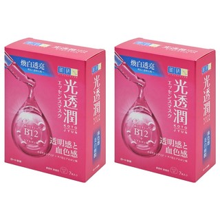 HADALABO 肌研 台灣公司貨 光透潤血色感美白面膜 27ml, 7片, 2盒