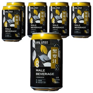 台酒TTL 原味黑麥汁 - 無咖啡因、原味麥芽香, 330ml, 6罐
