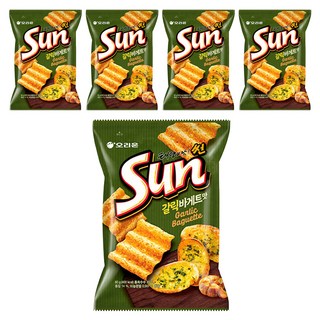 ORION 好麗友 陽光波浪玉米脆片香蒜奶油口味 80g 酥脆口感 獨立包裝 休閒零食, 5包