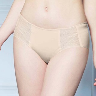 SOFT LIGHT 芭蕾 蕾絲花邊貼合內褲 輕柔透氣 柔軟舒適 純棉無縫 親膚不刺激 性感幾何蕾絲設計, XL, 膚色, 2件