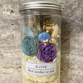 A-ONE 索拉玫瑰花大球花繡球花永生花乾燥花罐 精緻乾燥花擺設 浪漫居家裝飾, 藍色、紫色
