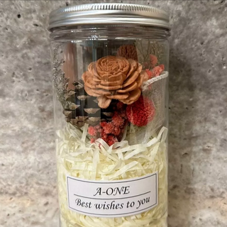 A-ONE 匯旺 松果焦糖索拉玫瑰花紅色繡球花永生花乾燥花罐, Y款 彩色
