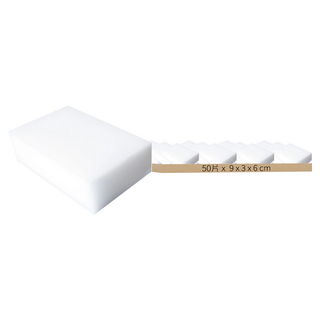 超厚升級強效去汙高科技海綿50片裝 三聚氰胺材質, 1包, 9 x 3 x 6 cm