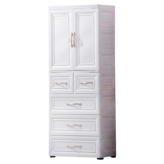 AOTTO 創意傢俱 輕奢款歐式雙開門五層衣櫃 優質PP, 白色