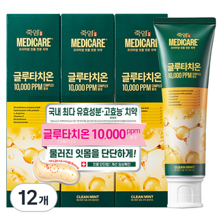 죽염 메디케어 고불소 1450 글루타치온 치약 클린민트, 100g, 12개