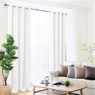 comet 隔熱遮光打孔式窗簾 附窗簾綁帶, 純白