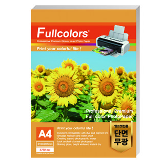 Fullcolors 全彩 噴墨單面列印霧面相片紙, A4, 100張