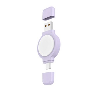 PhotoFast 銀箭資訊 SPIN Charge 手錶磁吸無線疾速 USB-A/Type-C二合一充電頭 適用全系列Apple Watch, 紫色, 1個