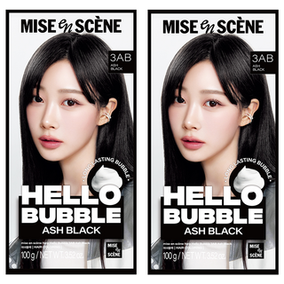 미쟝센 헬로 버블 염색제, 애쉬블랙, 2개