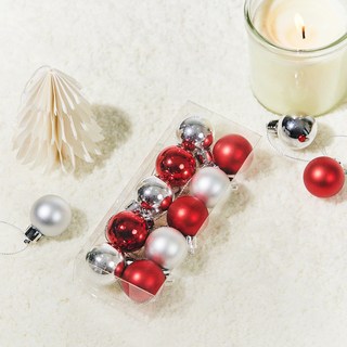 크리스마스 오너먼트 볼 10p 세트, 레드실버, 1세트