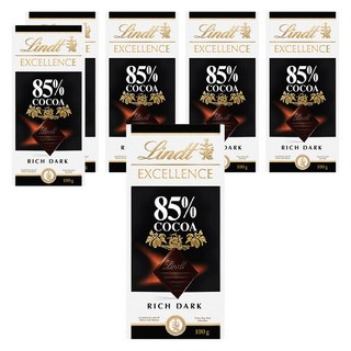 Lindt 瑞士蓮 Excellence 85% 可可高可可脂黑巧克力, 6個, 100g