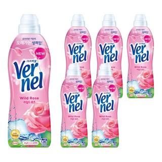 버넬 고농축 섬유유연제 와일드 로즈향 본품, 900ml, 6개