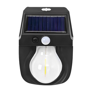 太陽能高亮鎢絲庭院 單燈款 戶外防水人體感應壁燈, 黑色 + 白色