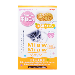 MIAWMIAW 妙喵 主食軟包 12包 專利A-I胜肽 減壓 提升適口性 幼貓適用, 雞肉 + 鰹魚, 70g