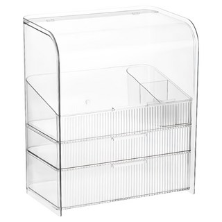 comet 掀蓋式三層化妝品收納盒 特大號, 透明色, 1個
