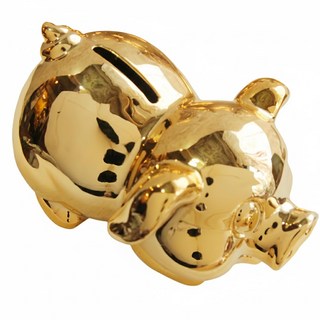 Oriental Mood 金豬陶瓷存錢筒 9x15x8公分, 金黃色, 1個