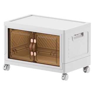 Tiger Pavilion 大號一層 虎閣收納櫃/家用折疊收納櫃/多層置物櫃/帶輪玩具儲物櫃/廚房櫃子收納箱, 白色, 1個