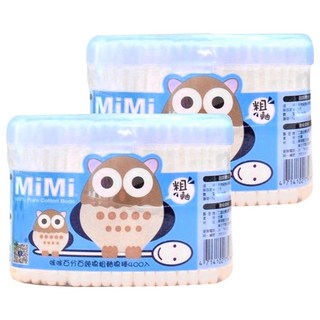 MiMi 咪咪 純棉 粗軸棉棒 400支 台灣製, 2盒