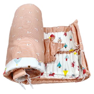 Kori Deer 可莉鹿 清新風嬰兒床訂製加厚純棉防撞床圍欄 + 床墊組, 神奇森林 粉色