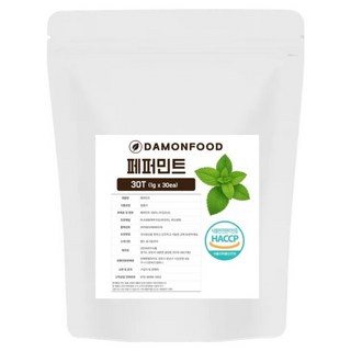 담온푸드 식약처인증 페퍼민트 티백, 1g, 1개, 30개입