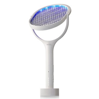 한일전기 LED 회전형 원버튼 시그니처 전기모기채 V2, 크림화이트