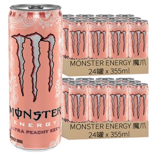 MONSTER ENERGY 魔爪 超越蜜桃閃耀碳酸能量飲料, 48罐, 355ml