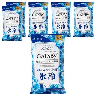 GATSBy 顏用涼感濕巾 冰涼皂香, 15張, 6包