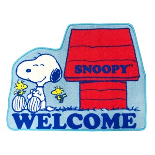 SNOOPY 史努比 造型短絨止滑腳踏地墊, 藍色