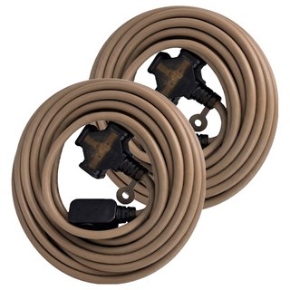 PowerWork 動力工廠 1對3座 耐熱動力軟線 CT-2031S F型平貼式插頭, 9m, 沙色, 2條