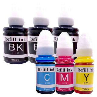 NEXTPAGE 台灣榮工 For G系列專用 Dye Ink可填充染料墨水瓶6件組 CANON印表機適用, 1組, 黑色 + 彩色