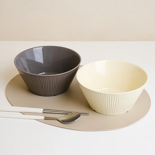 陶瓷塗層麵碗2件組, 1套, 摩卡, 奶油