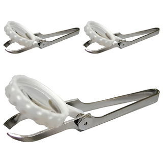 ウカイ利器 日本製 夾子 含放大鏡 老人用品 視力 不鏽鋼製, O0376, 3個