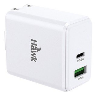 Hawk 浩客 45W高速PD電源供應器, 支援PD3.0 QC3.0快充, USB-A Type-C雙介面, 白色, 1個