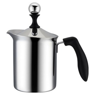 Pearl Horse 寶馬 玻璃蓋雙層奶泡器 400ml, TA-S-400-D, 銀色