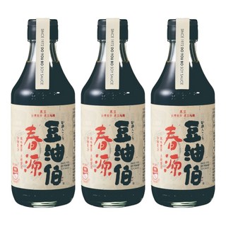 豆油伯 春源釀造醬油 300ml 台灣黑豆釀造 無添加防腐劑 古法釀造, 3瓶