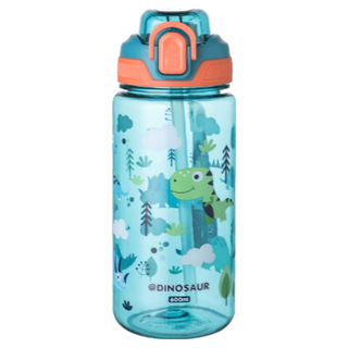 兒童彈蓋鴨嘴水壺 顏色隨機, 恐龍顏色隨機, 600ml, 1個