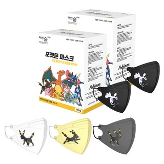 eorinsum 寶可夢角色印花彩色鳥嘴型口罩 XS號, 月亮伊布, 30片, 2盒