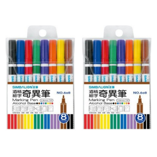 SIMBALION 雄獅 #608 細字奇異筆 8色, 多色, 16支