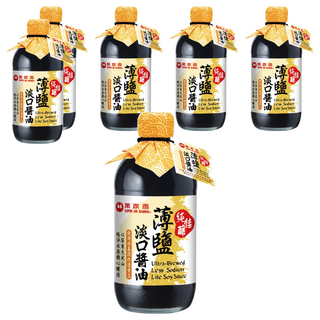 萬家香 純佳釀薄鹽淡口醬油，非基因改造黃豆釀造，450ml, 6瓶