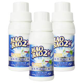 MAO BAO2 毛寶兔 超天然小蘇打活氧殺菌漂白素, 有效去除頑固污漬, 適用於嬰幼兒衣物, 預防衣物發黃, 環保無污染, 330g, 3瓶