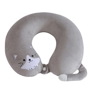 DESMOND 岱思夢 卡哇伊貓咪造型U型記憶護頸枕, 灰色