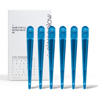 gloss&glow 無痕髮夾 大, 復古藍, 6個