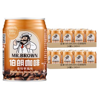 金車 MR.BROWN 伯朗咖啡 曼特寧風味, 240ml, 48罐