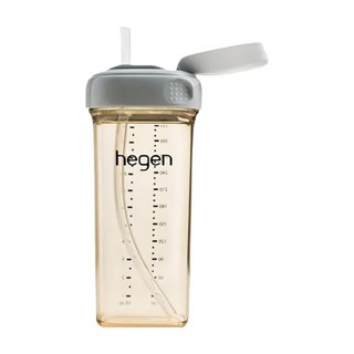 hegen PCTO 輕飲時光PPSU方圓型寬口吸管杯3.0, 霧灰色, 330ml, 1個