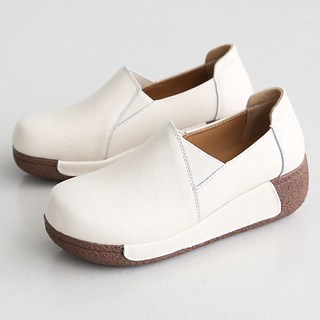 dangolunni 女款牛皮增高舒適厚底威爾斯懶人鞋 5cm