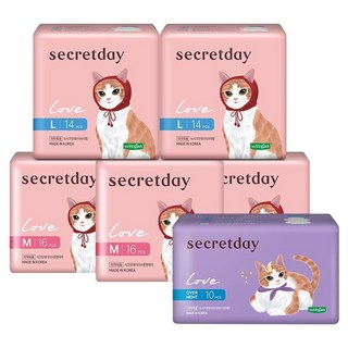secretday 韓國原裝進口 衛生棉組合包 一般型16片 3包 + 量多型14片 2包 + 夜用型10片 1包, 一般型 24.5cm + 量多型 29cm + 夜用型 36cm, 1組